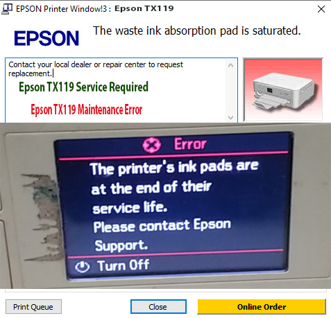 Reset Epson TX119 Step 1